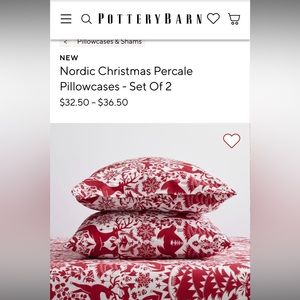 NWT Pottery Barn Christmas King Pillowcases x2